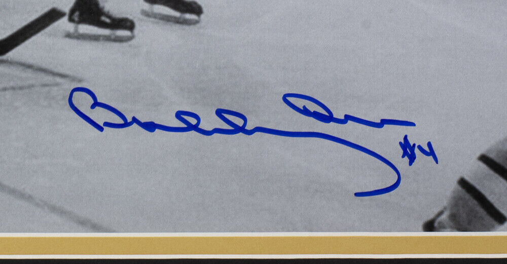 Bobby Orr Signed Framed 8×10 Boston Bruins Flying Goal Photo GNR