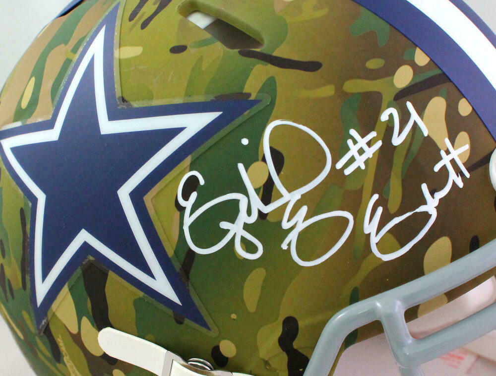 Ezekiel Elliott Autographed Cowboys Authentic Camo F/S Helmet- Beckett W *White