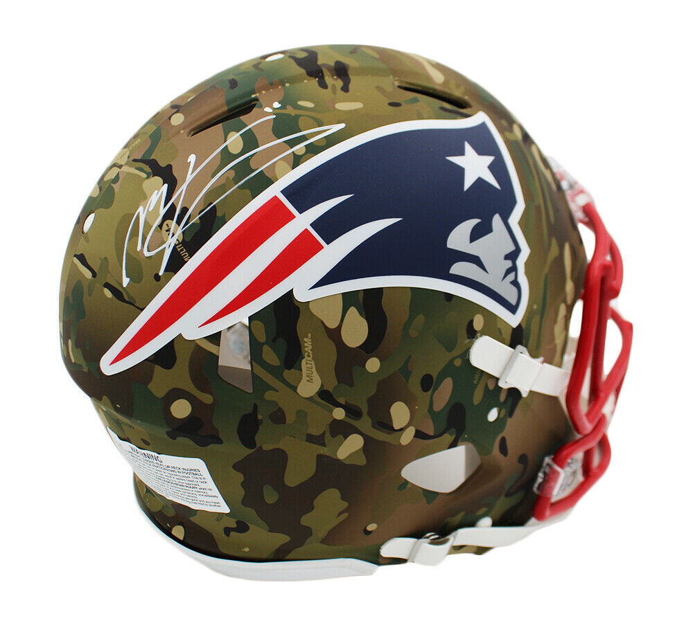 Mac Jones Signed New England Patriots Speed Authentic Camo NFL Helmet