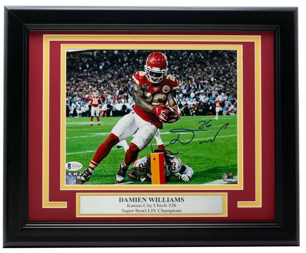 Damien Williams Chiefs Signed Framed Super Bowl LIV 8×10 TD Photo BAS