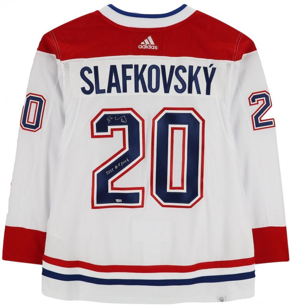 JURAJ SLAFKOVSKY Autographed “2022 #1 Pick” Canadians Authentic Jersey FANATICS