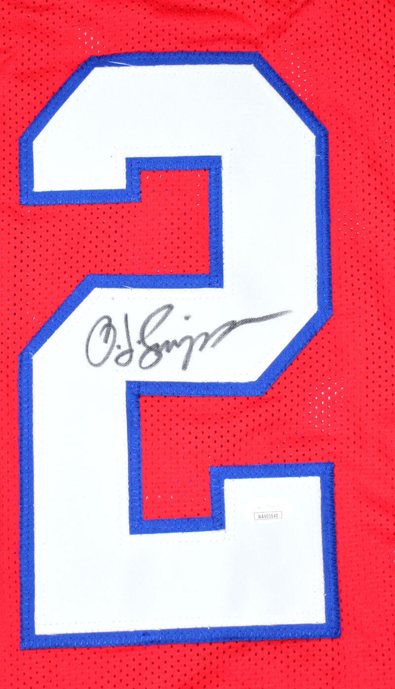 O.J. Simpson Autographed Red Pro Style Jersey – JSA W *Black