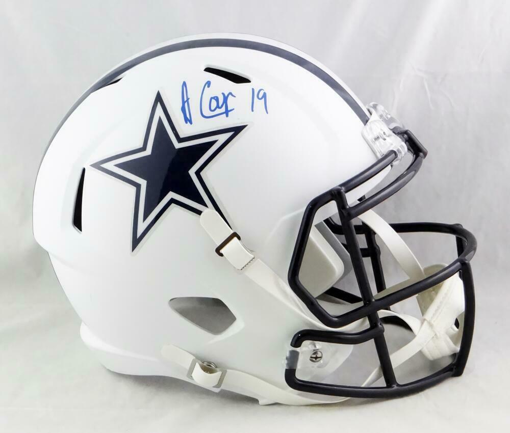 Amari Cooper Signed Dallas Cowboys F/S Flat White Speed Helmet- JSA W Auth *Blue