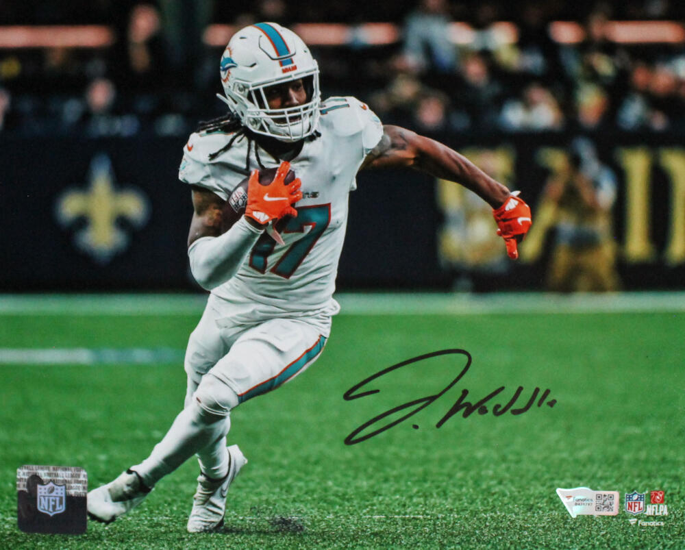 Jaylen Waddle Autographed Miami Dolphins 8×10 Catch Photo- Fanatics *Black