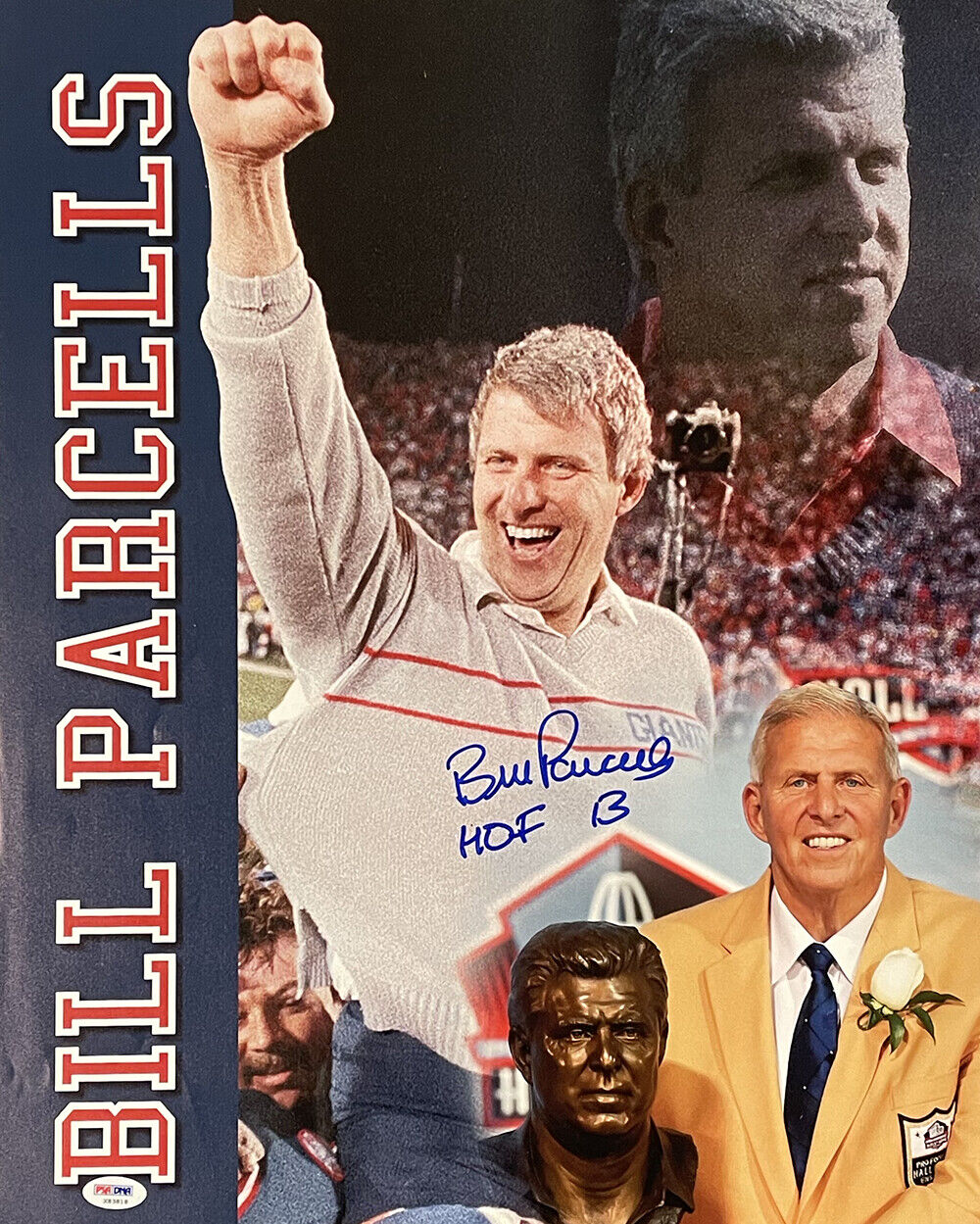 Bill Parcells Signed 16×20 New York Giants Photo Collage HOF 13 PSA/DNA Holo