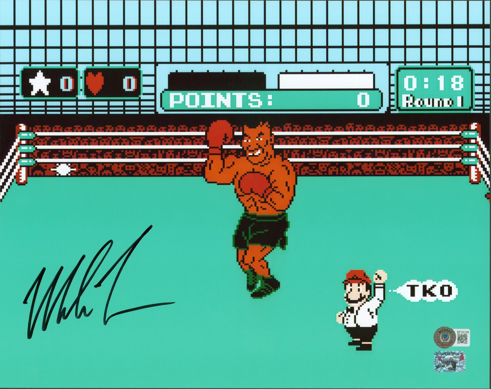 Mike Tyson Authentic Signed 11×14 Punch Out Photo w/ Black Signature BAS